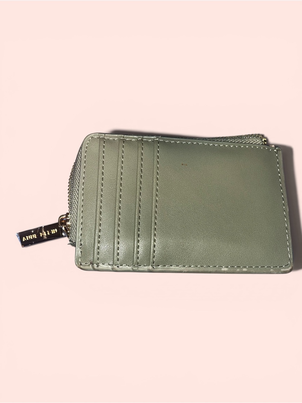 Anne Klein compact Olive Green Leather Crossbody Wallet with Turn-Lock - Picture 2 of 3